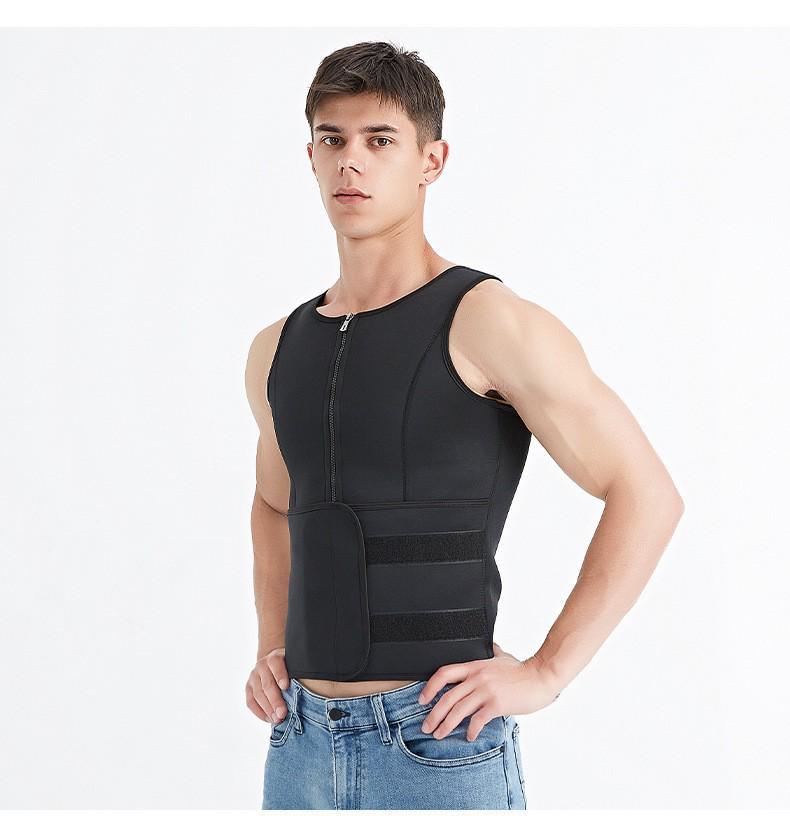 Men's Sweat-Wicking Vest: Intense Fitness Body Shaper with Double Waistband for Tummy Control and Summer Sweat Management