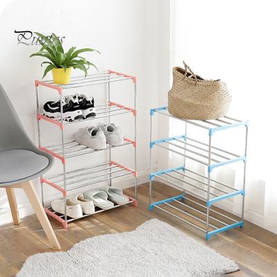 3/4-lagiges Schuhregal aus Edelstahl, zusammengebaut, einfache Installation, Aufbewahrungsregal für Haushaltspantoffeln