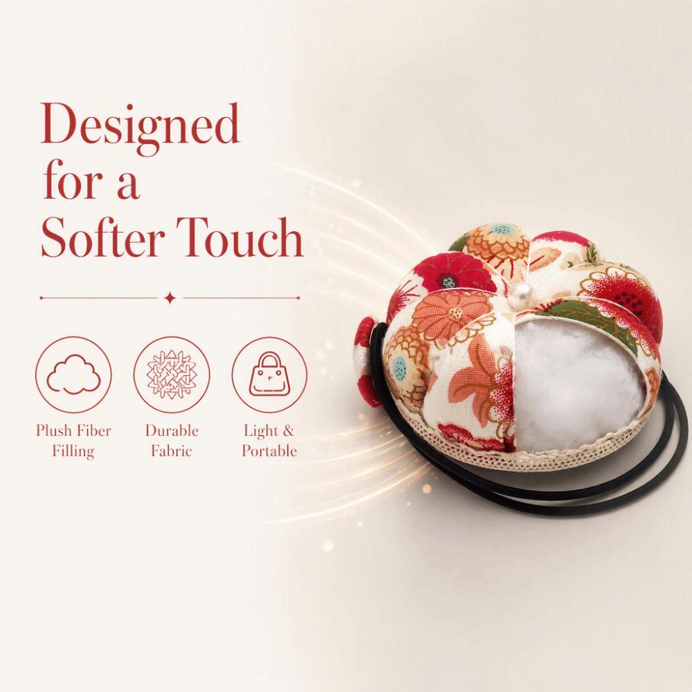 Red Wrist Strap Pin Cushion Diameter 6cm Elastic Strap Pincushion Pumpkin Pin Bag  For Handcraft