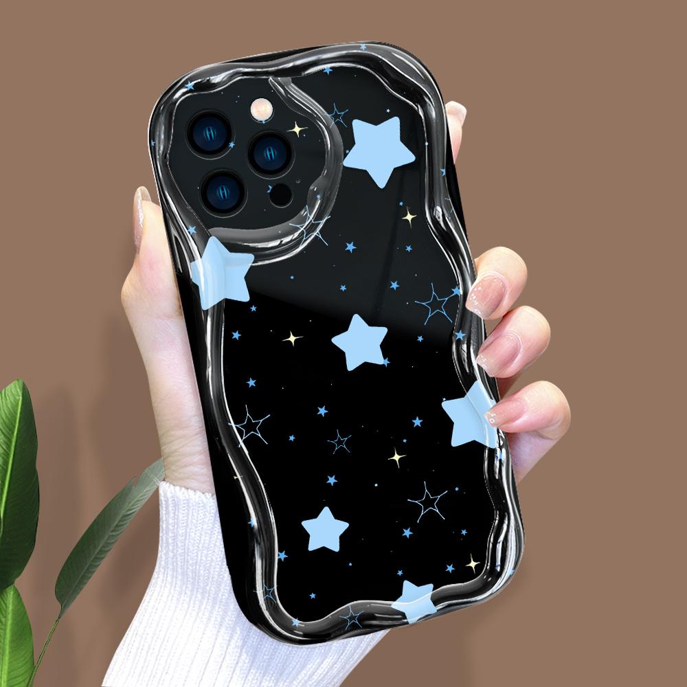 Cartoon Pattern Cream Texture Casing Wavy Edge Soft Silicone Cover Phone Case for IPhone Samsung Huawei Honor Xiaomi Redmi Infinix Tecno