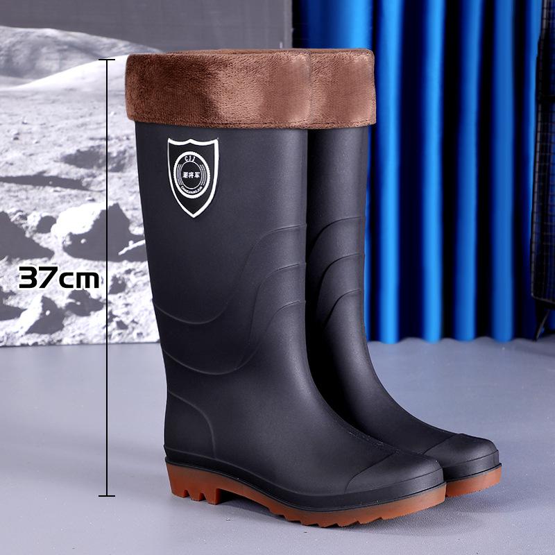 Tall tube men's thickened matte rain boots medium and short black tire bottom non-slip men's rain shoes industrial and mining boots