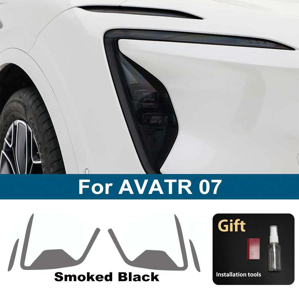 

For AVATR 07 11 12 Smoke Black Car Headlight Protective Film TPU PPF Pre Cut Anti-Scratch Headlight Auto Vinyl Wrapping Film For AVATR 07 SMK
