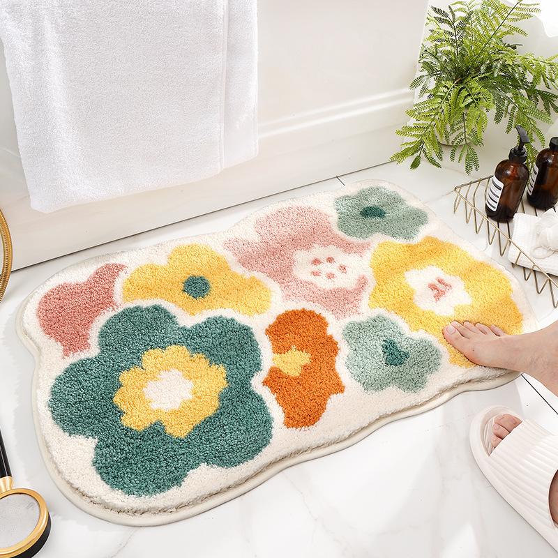 Modern Minimalist Cashmere Skin-friendly Floor Mat, Comfortable and Soft Non-slip Bathroom Floor Mat for Shower Rooms
