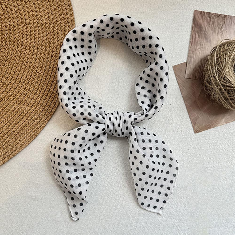 Japanese Casual Literary Square Scarf: Women's Small Polka Dot Design Travel Decor Accessory Thin Scarf/Headscarf Stylish Necktie