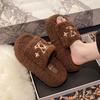Fashion Mao Mao thick-soled slippers women's autumn and winter new Korean version of Internet celebrity height increase one-word drag wear versatile m