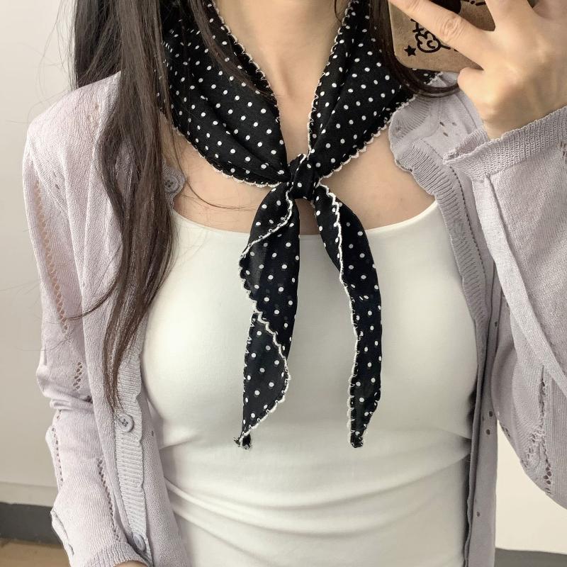 Stilvolles Polka-Dot Dünnes Stirnband Sommer Kleiner Schal Sonnenschutz Haarband Für Sport Outdoor Laufen