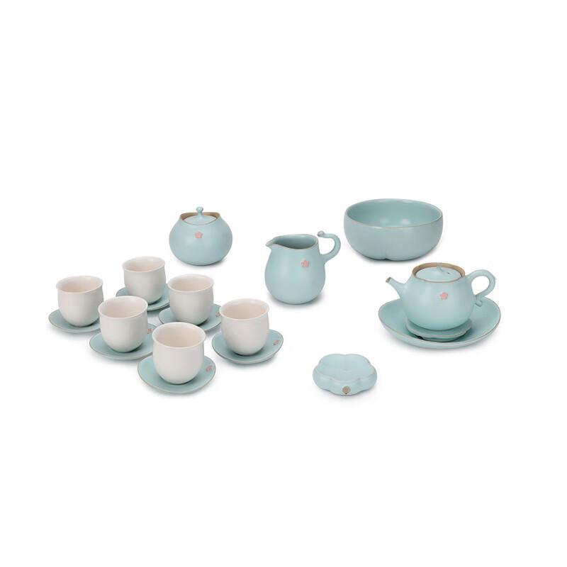 Wanqiantang Pink-Green Glaze Ceramic Tea Set