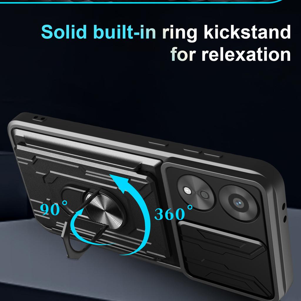 Für Oppo A78 4G Hülle PC+TPU Ständer Handy Rückseite mit Kameraschieber