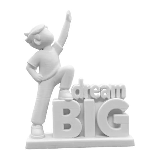 Soft Line Sculpture 3D Printed Dream BIG Inspirational Figurine, Minimalist White Motivational Office Atmosphere Booster Desktop Statue, белый