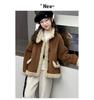 Girls' Fashionable Faux Fur and Leather One-Piece Winter Coat with Cotton-Padded Jacket for Autumn 2025