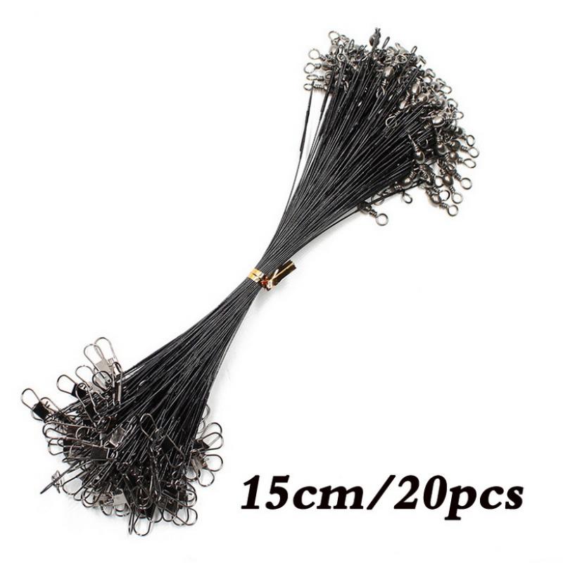 20PCS 10CM-30CM Anti Bite Steel Fishing Line Steel Wire Leader With Swivel Fishing Accessory Lead Core Leash Fishing Wire