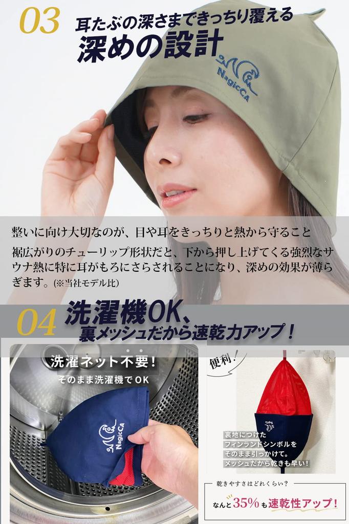 Sauna Durable Cotton Twill Mesh Quick Covers Ears Large Sauna Damage LL [Nagicca] Hat, Fabric, Lining, Drying, Completely, Size, Men's, Women's,