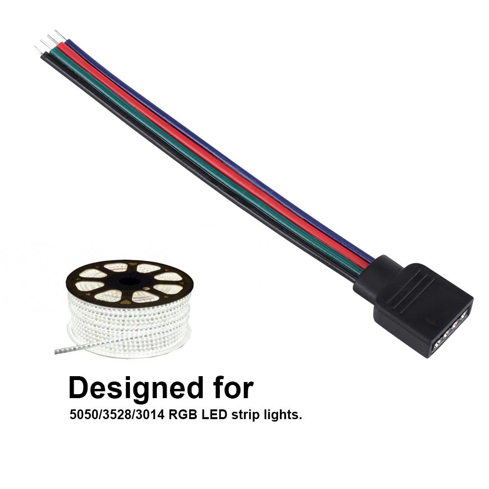 20pcs 4 Pin Cable Connector Wires for 5050Celsius3528Celsius3014 RGB LED Strip Lights 10cm Length Female