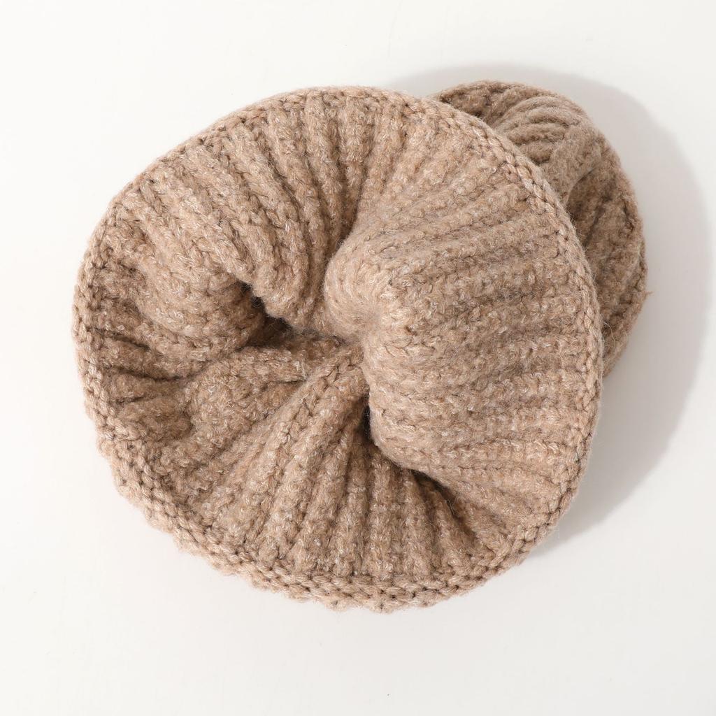 Hat Women's Embroidered Letters Korean Version Versatile Warm Wool Hat Ear Protection Curl Edge Cold Knitted Hat Fashionable Cold Hat