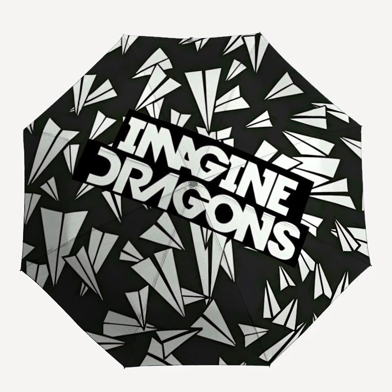 

1pc Imagine Dragons Automatic Folding Umbrella, Portable Collapsible Design, 8-Rib Iron Frame, , All-Season Casual Outdoor Accessory for Christmas Bir
