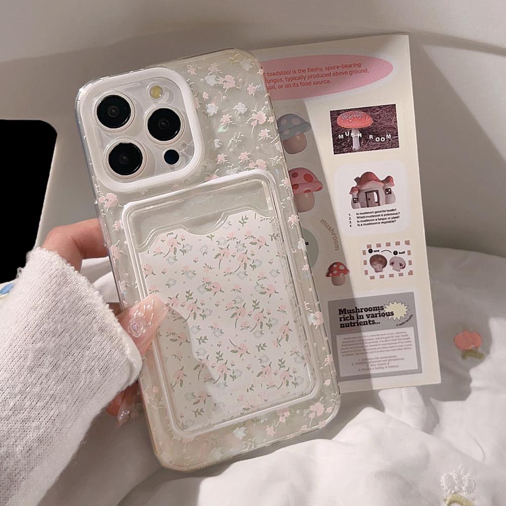 Linda Cartera con Forma de Concha de Flor, Tarjetero, Funda para Teléfono para iPhone 16 15 14 13 12 11 Pro X XR XS Max 8 7 Plus SE, Protección de Lente, Funda Suave