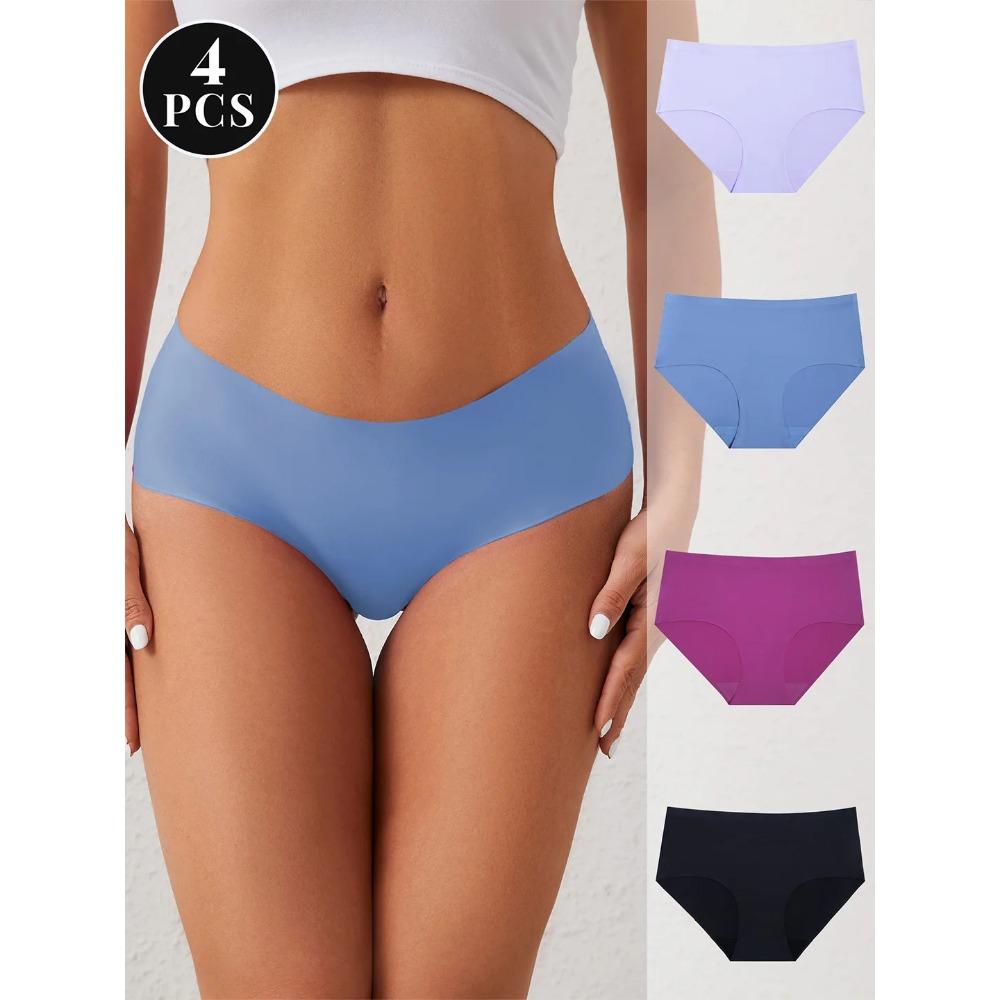 4 Pack Breathable Bikini Briefs Set, Comfortable Panties Daily Wear, Women's Underwear & Lingerie