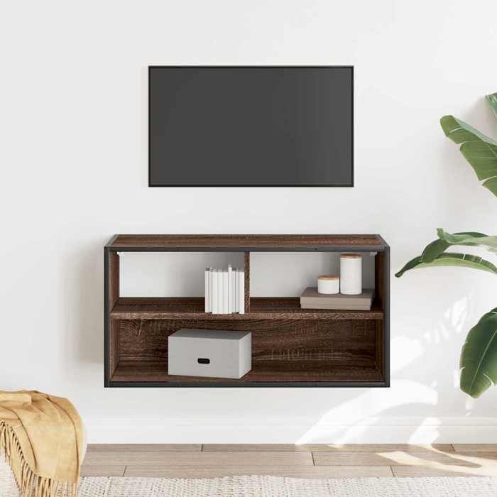 VidaXL TV Stand Brown Oak 80x31x39.5 Cm Engineered Wood and Metal, TV Stand, Media Cabinet, TV Console, HiFi Cabinet, 848928