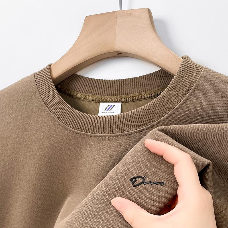 Cotton Original Brand Men's O-Neck Long Sleeve Pullover Hoodie Autumn Winter Exquisite Print Simple Casual Menswear Top