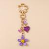 New  Enamel Love Heart Keychain Flower Key Ring Pendants for Women Girls Handbag Decor DIY Handmade Key Chain Gifts
