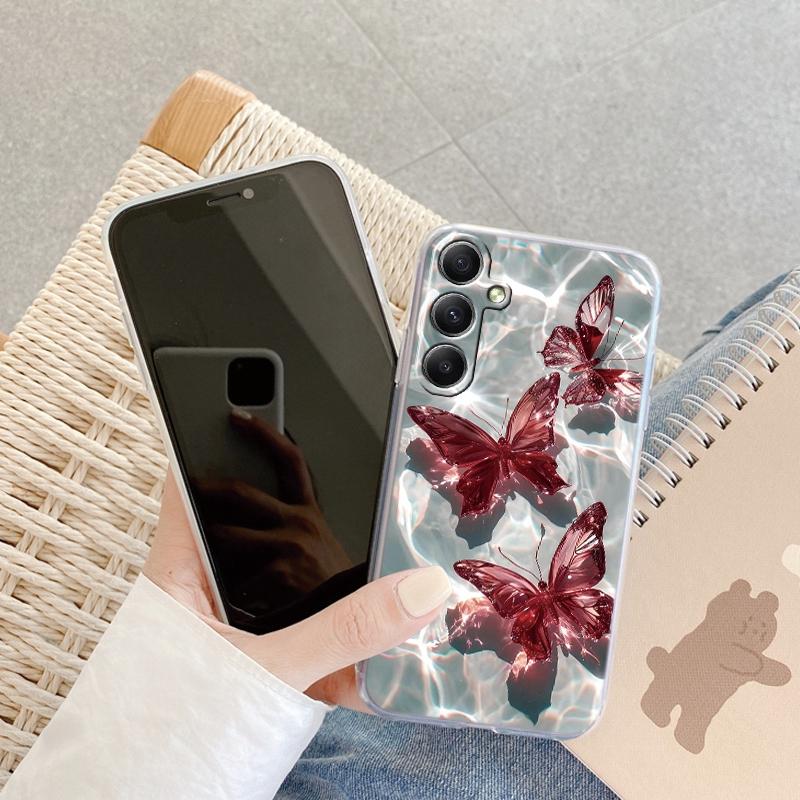 

Модный чехол-бабочка для iPhone 15 Samsung S25 Ultra A55 S24 FE A16 Xiaomi Redmi Note 14 13 Pro 14C Huawei Honor 200 противоударный прозрачный чехол Redmi Note 13 Pro 5G