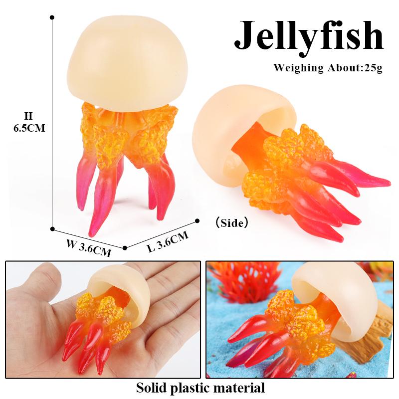 Oenux Ocean Starfish Sea Anemone Coral Jellyfish Squid Shrimp Crab Shark Animals Model Action Figures PVC Miniature Kid Toy Gift