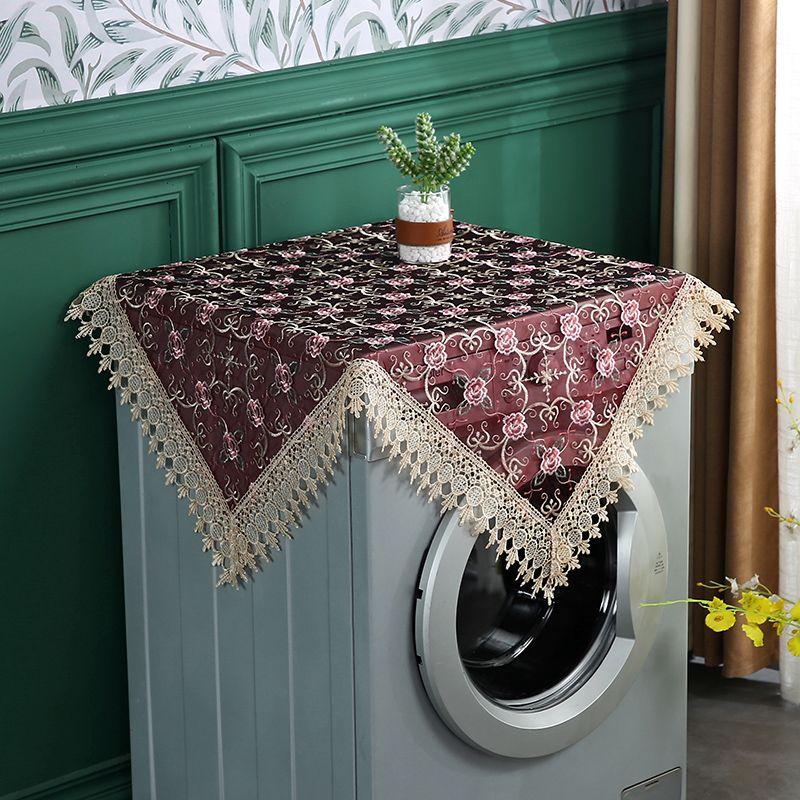 Washing Machine Lace Microwave Oven Refrigerator Cover Towel Universal Tea Table Cover Cloth Sunscreen Bedside Table Dust Cover Tablecloth Dustproof