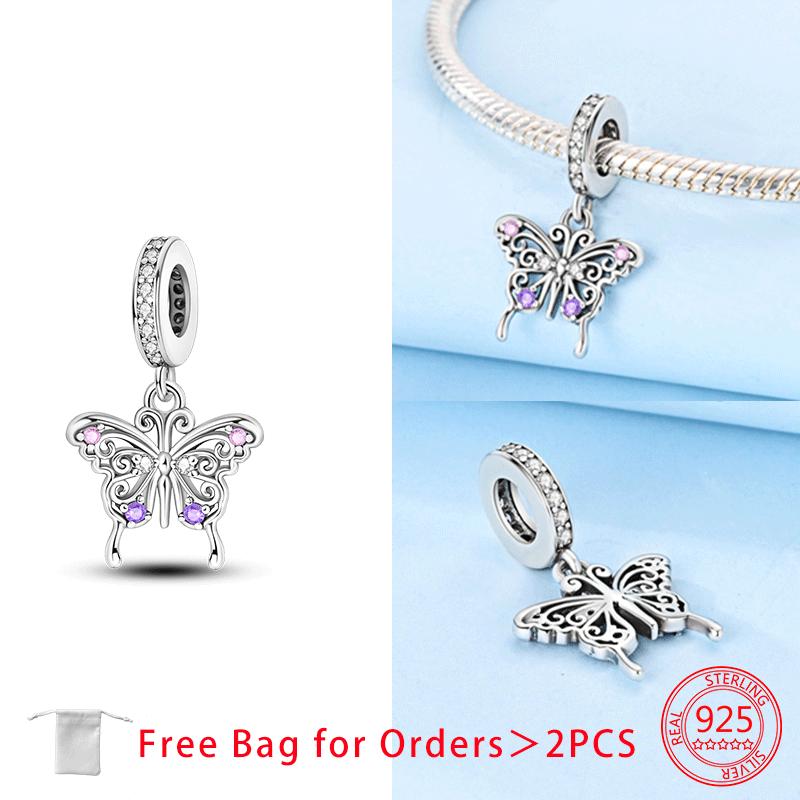 Original Charms Copper Red Butterfly Color Bowknot Beads Pendant Fit Diy Bracelet Necklace Jewelry Making Birthday Fine Gift