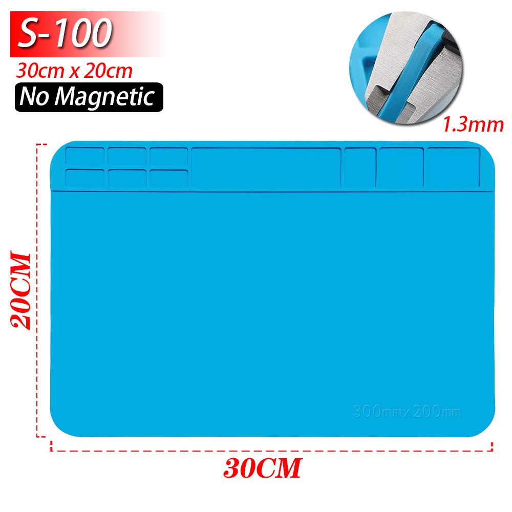 Soldering Station Mat Silicone Work Mat Heat Resistant 932°F Anti-Static Magnetic Mat for Electronic Phone Laptop Watch Repair