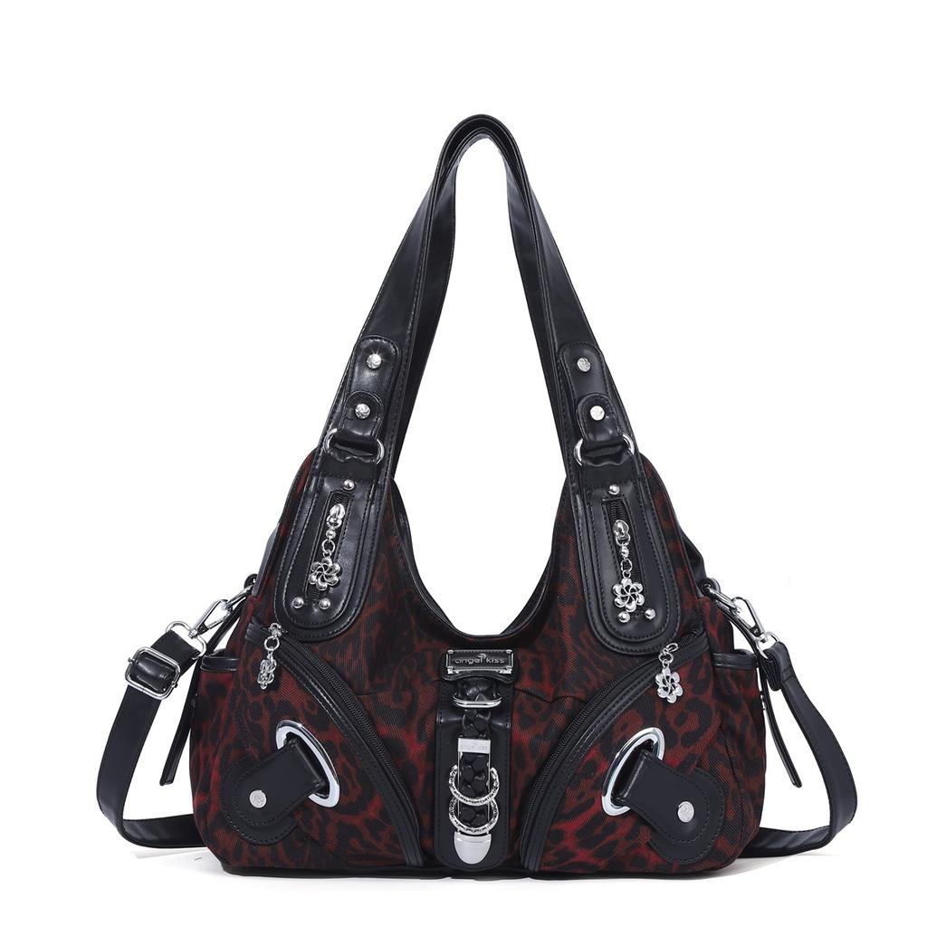 Borsa a Spalla da Donna Grande Capacità con Tasche Multiple e Manico Superiore a Forma di Raviolo di Caffè Tote Satchel
