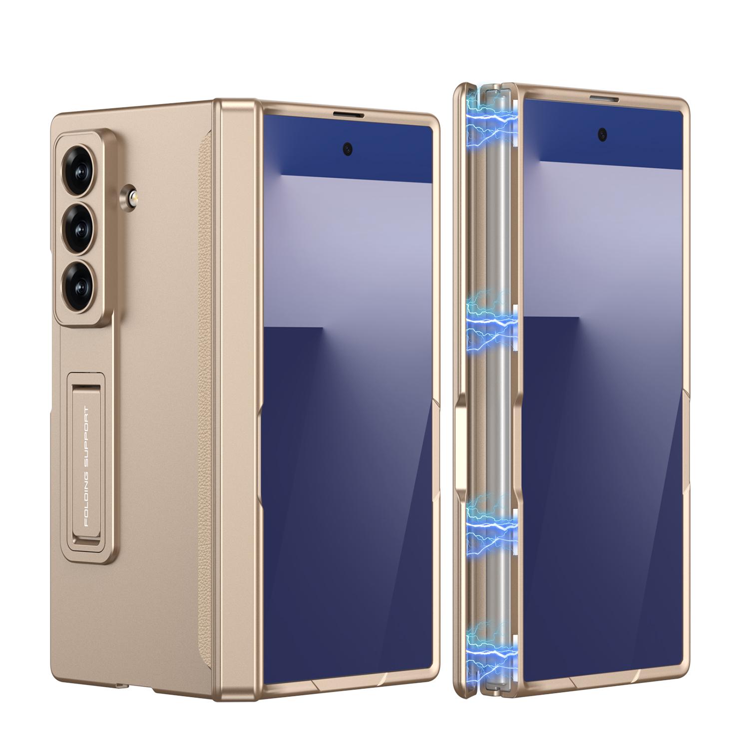 

Магнітна петля Чохол «Все в одному» для Samsung Galaxy Z Fold 7 6 Ультратонкий Ударостійкий Підставка Матове Покриття для Чохол Samsung Z Fold7 No Screen Glass&Galaxy Z Fold6 рожевий колір золота