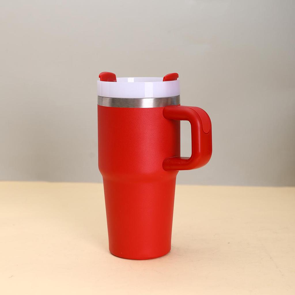 Tazza da auto in acciaio inossidabile da 20 oz con manico e cannuccia, Raffreddatore di ghiaccio termoisolato per bambini