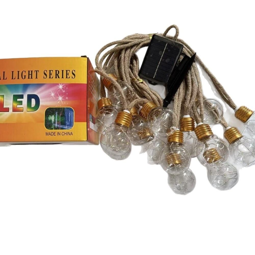 10/16 LED Solar-Lichterkettenbirnen mit Hanfseil Lichterkette Party-Dekoration