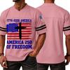 Men's V Neck Short Sleeve Sports T Shirt Casual Athletic Jersey with Independence Day Patriotic Print America 250 Freedom Graphic Tee