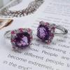 SACE GEMS 925 Sterling Silver 9*9MM Natual Amethyst Rings for Women Engagement Cocktail Party Fine Jewelry Gift