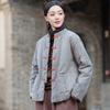 Johnature Chinese Style Winter for Women Stand Button Pockets Coats Winter Tie-dye Vintage Warm Coats