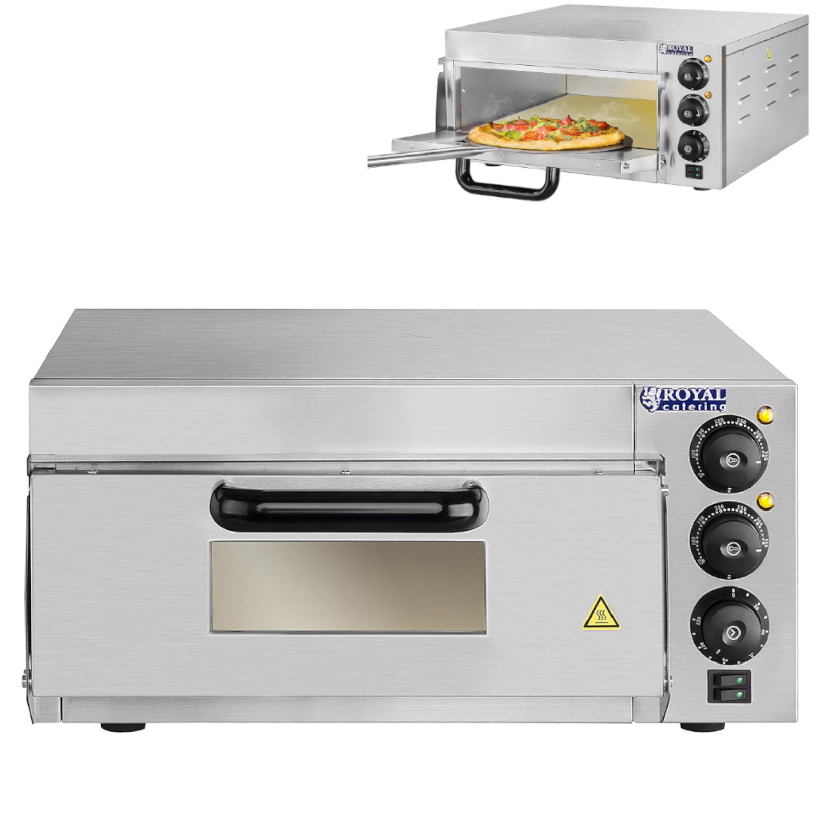 Forno per pizza 1x40cm camera singola 2000W 230V Timer 120min Royal Catering