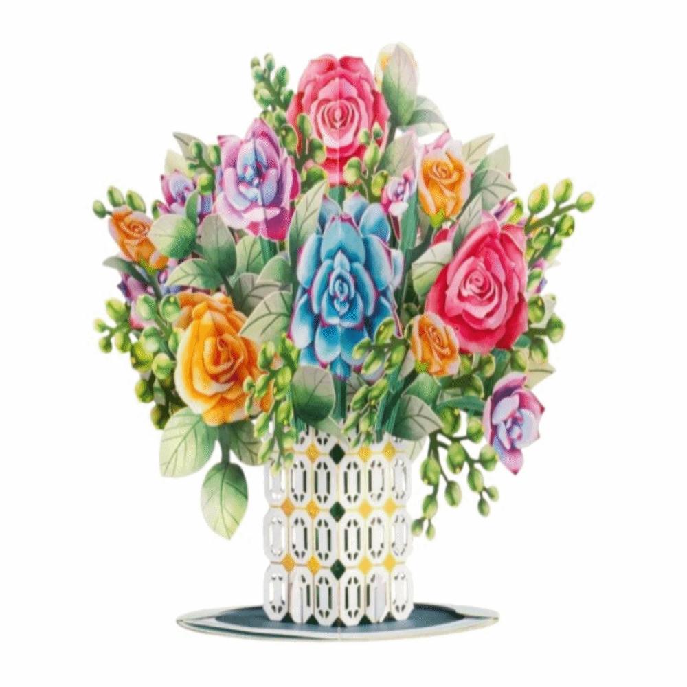 Lavender 3D Pop Up Flower Bouquet Card Romantic Wedding Blessing Card  Mothers Day