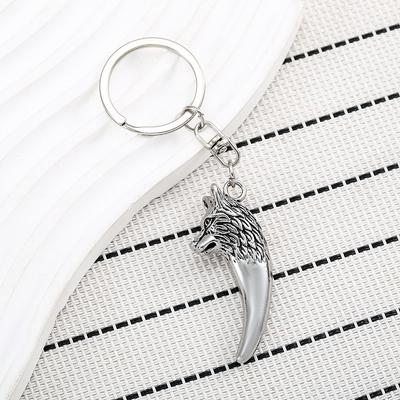 Retro Wolf Head Stainless Steel Keychain Halloween Domineering Style Fashion Car Pendant Practical Personality Gift