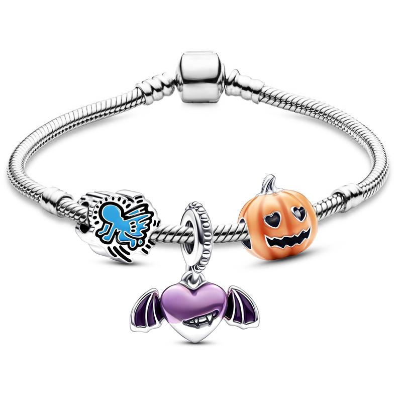 Breloques fantôme chauve-souris citrouille d'halloween, pendentif en perles avec breloques, bijoux pour femmes et enfants, haute qualité