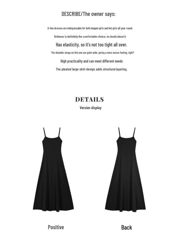 Summer 2026 Women's Elegant Slimming A-line Bodycon Dress with Spaghetti Straps