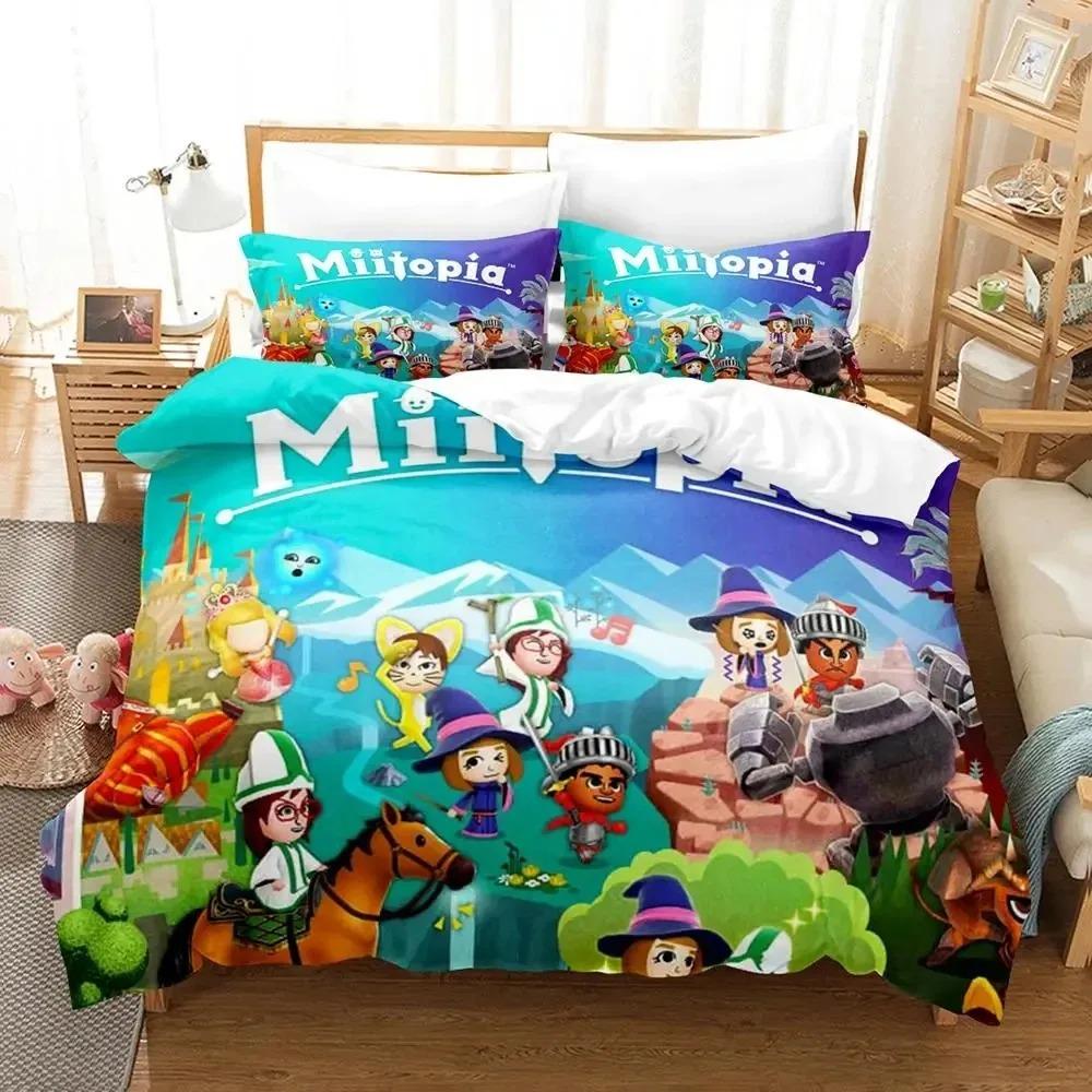 

Комплект постельного белья с мультяшной игрой Miitopia, пододеяльник, постельный комплект, пододеяльник, наволочка, одеяло размера king-size, комплект постельного белья для мальчиков и взрослых EU single(135x200cm)
