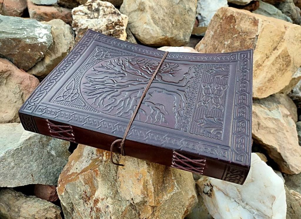 Embossed Tree of Life Leather Journal: Handmade Sketch Paper Diary