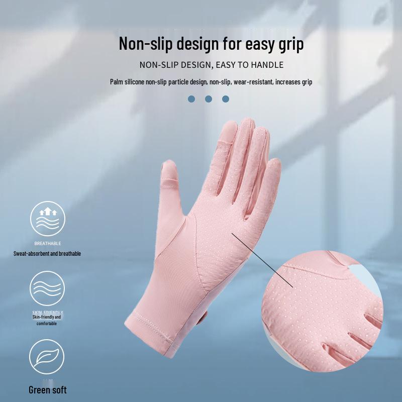 Women's Summer UV Protection Ice Silk Flip-Top Gloves for Driving and Cycling