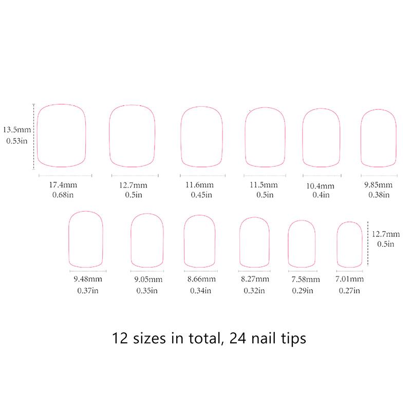 

24pcs French Fake Nails Detachable False Nails Square Full Cover Press-On Nails Set Women Wearable Art Nail Tips