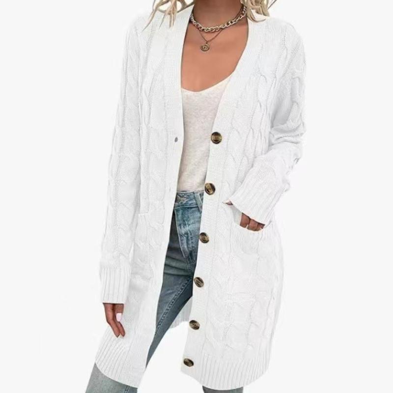 IHUASU Autumn and Winter Fashion Women's Outer Cardigan Jumper Women Fashion Long Single-breasted Casual Cardigan Jacket