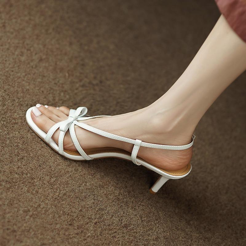 Fashion 2024 Summer Women Shoes Leather Open Toe Thin Heel Women Sandals Sexy Shoes for Women Ankle Strap High Heel Shoes