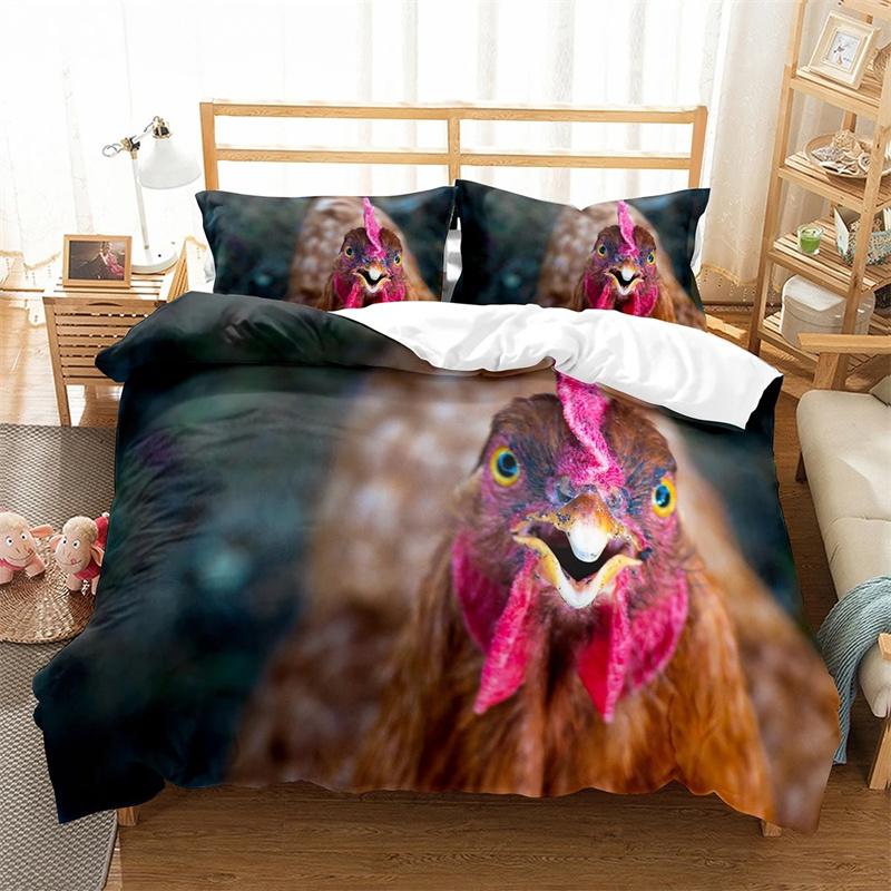 Farm Chicken King Queen Full Duvet Cover Hen Lovely Chick Bedding Set Family Animal Quilt Cover 2/3pcs Polyester Comforter Cover