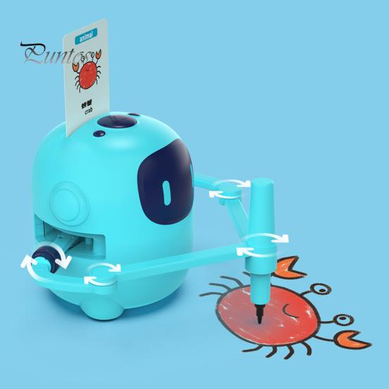 Kids Automatic Drawing Robot Toy with 100 Cards Interactive Educational Painting Robot Learning Toy Teaching Aid Toddlers Boys Girls Gift