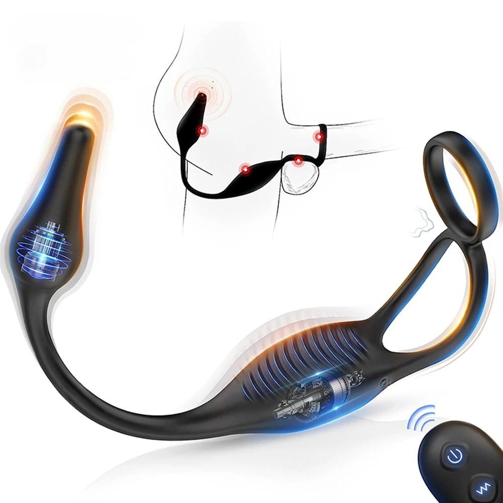 Remote Control Vibrating Anal Vibrator Butt Plug Male Prostate Massager Penis Ring Perineum Stimualtor Sex Toy for Men 18+